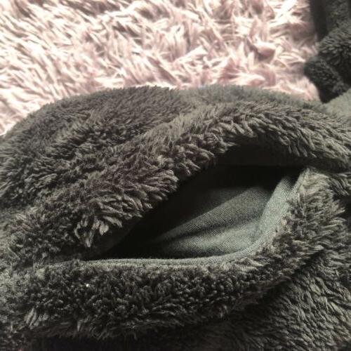Black Sherpa Fleece Warm Fuzzy Joggers Sweatpants Lounge